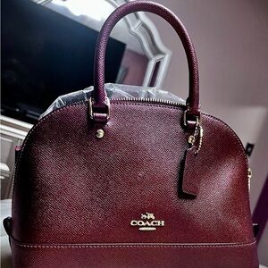 Elegant Burgundy COACH Festive Holiday Handbag